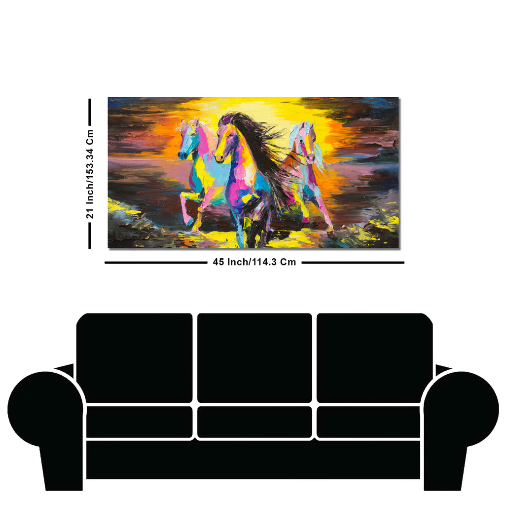 Running Horses Abstract Premium Canvas Wall Painting