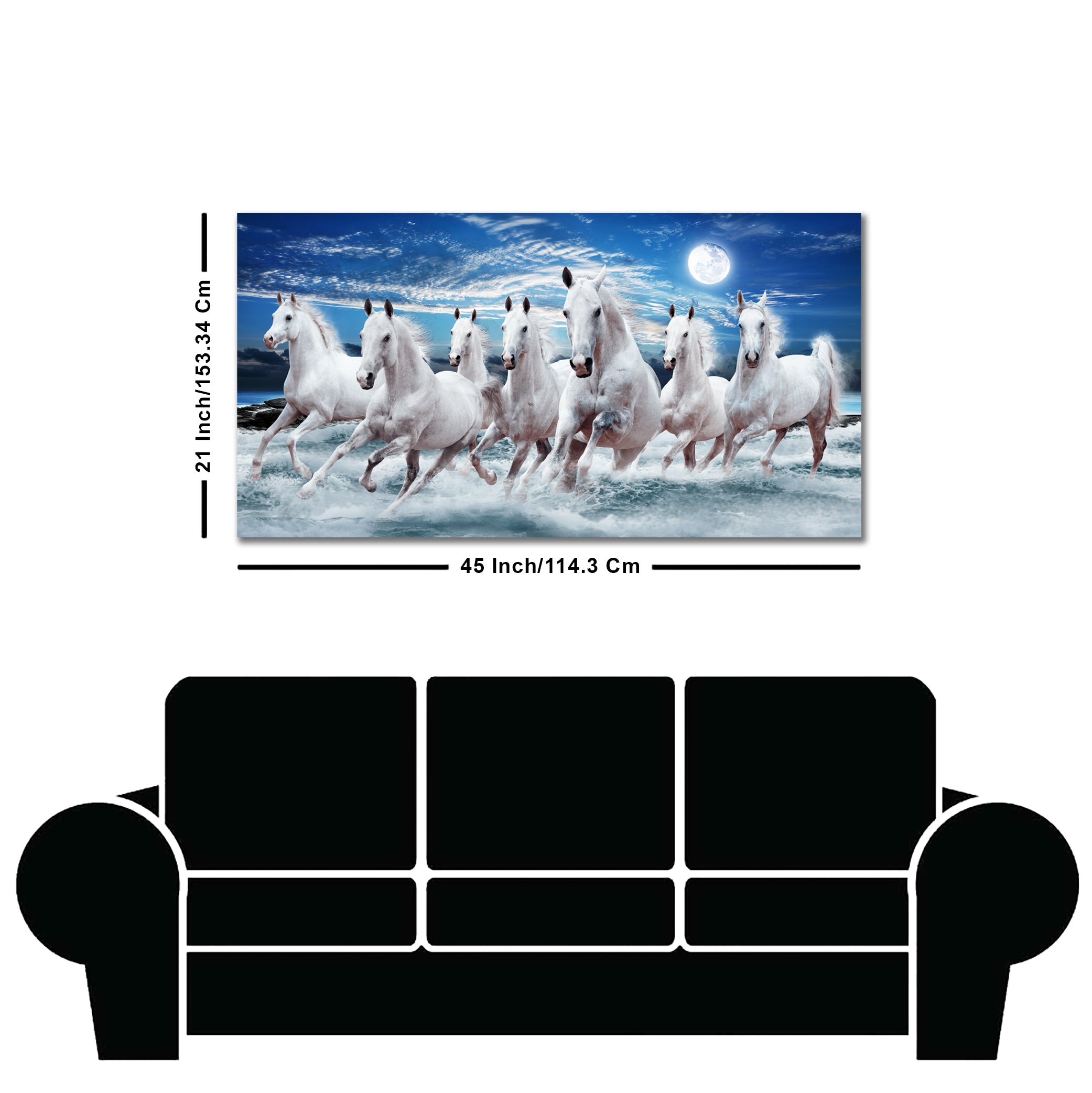 Seven Running Horses Wall Painting in Water