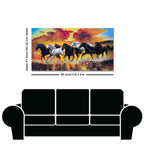 Panoramic Running Seven Horses Abstract Wall Painting