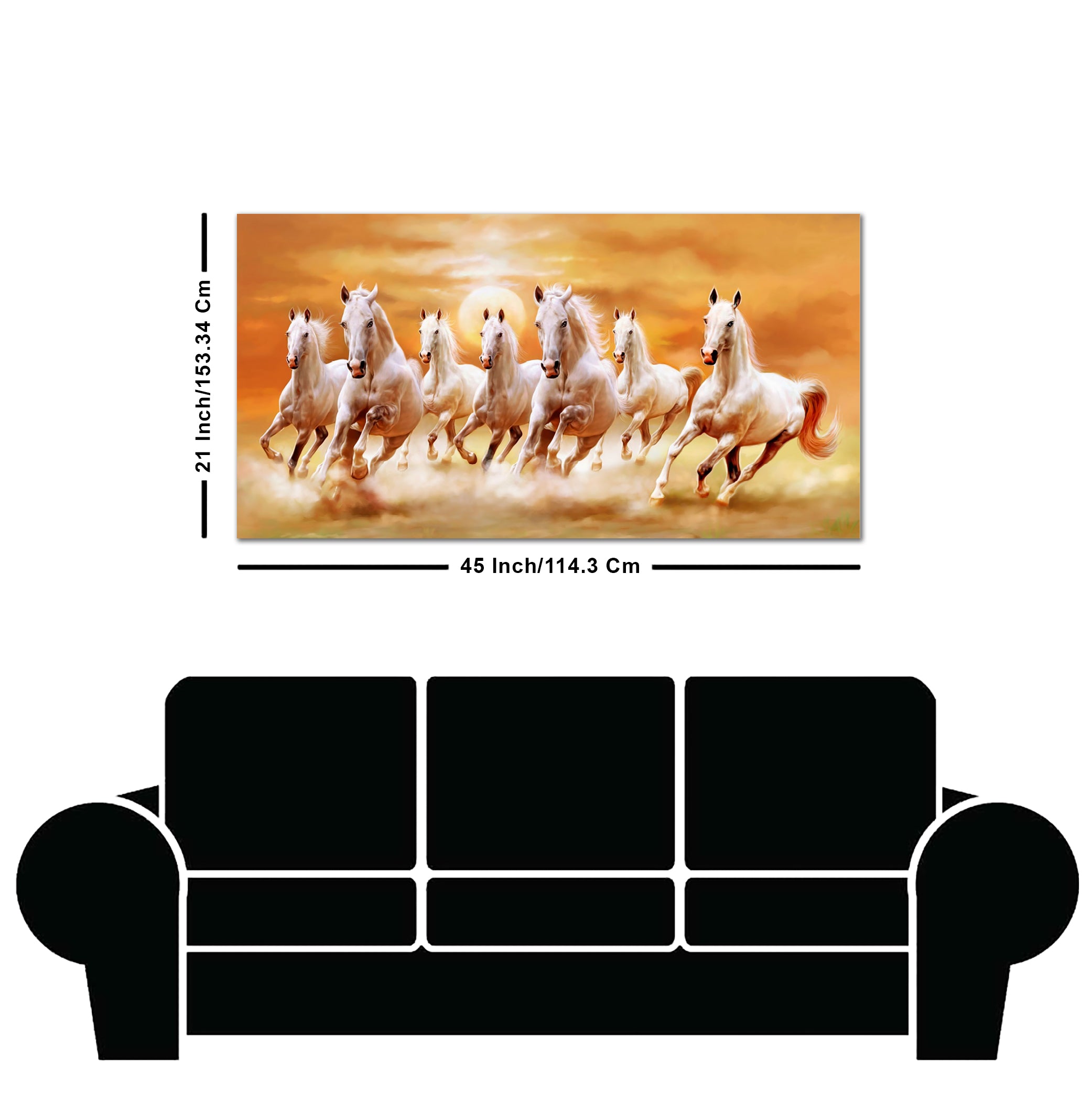 Beautiful Seven Running Horses Canvas Big Wall Painting