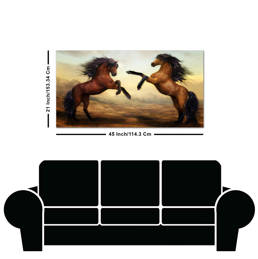 Two Brown Horses Premium Wall Painting