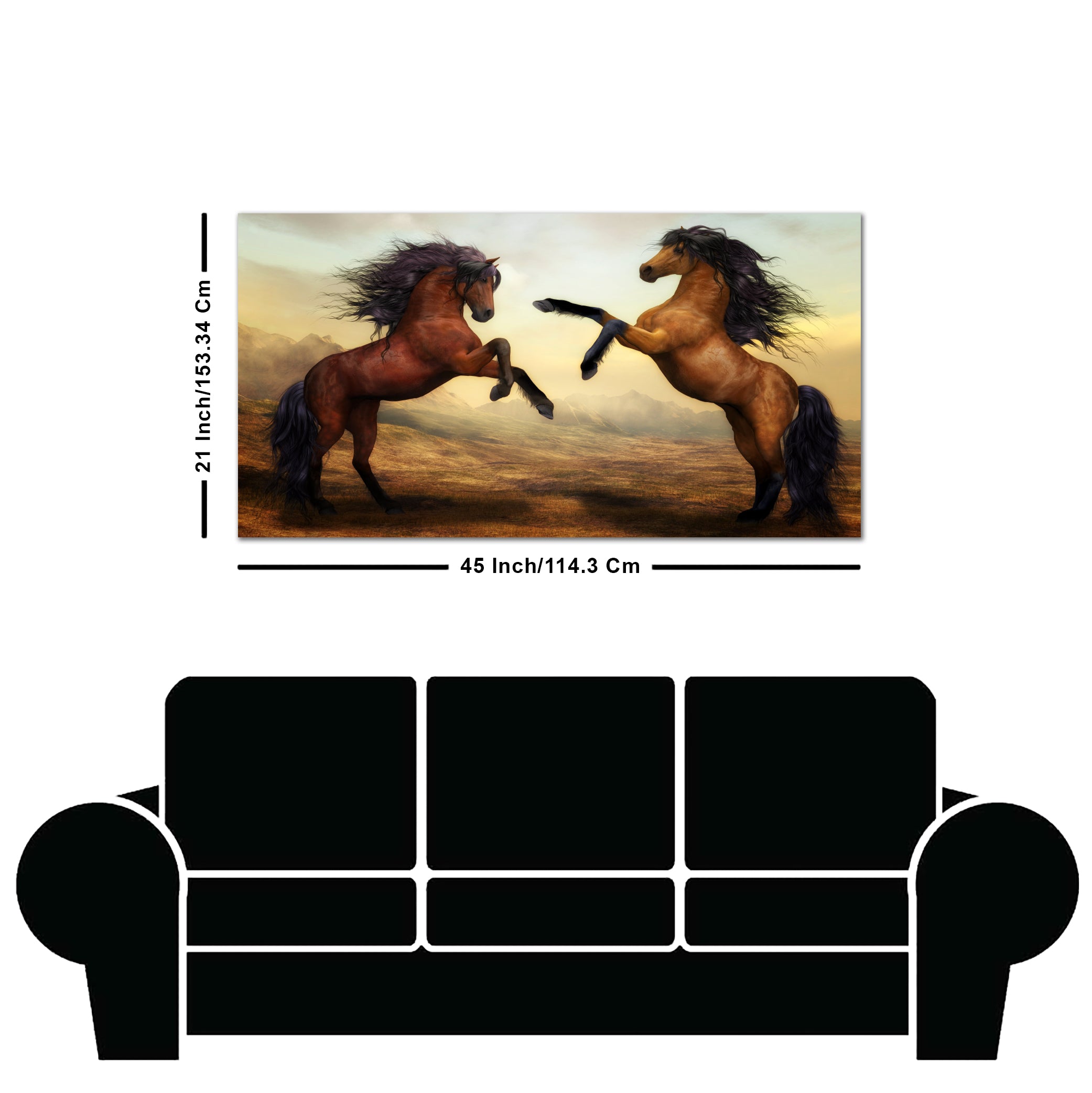 Two Brown Horses Premium Wall Painting
