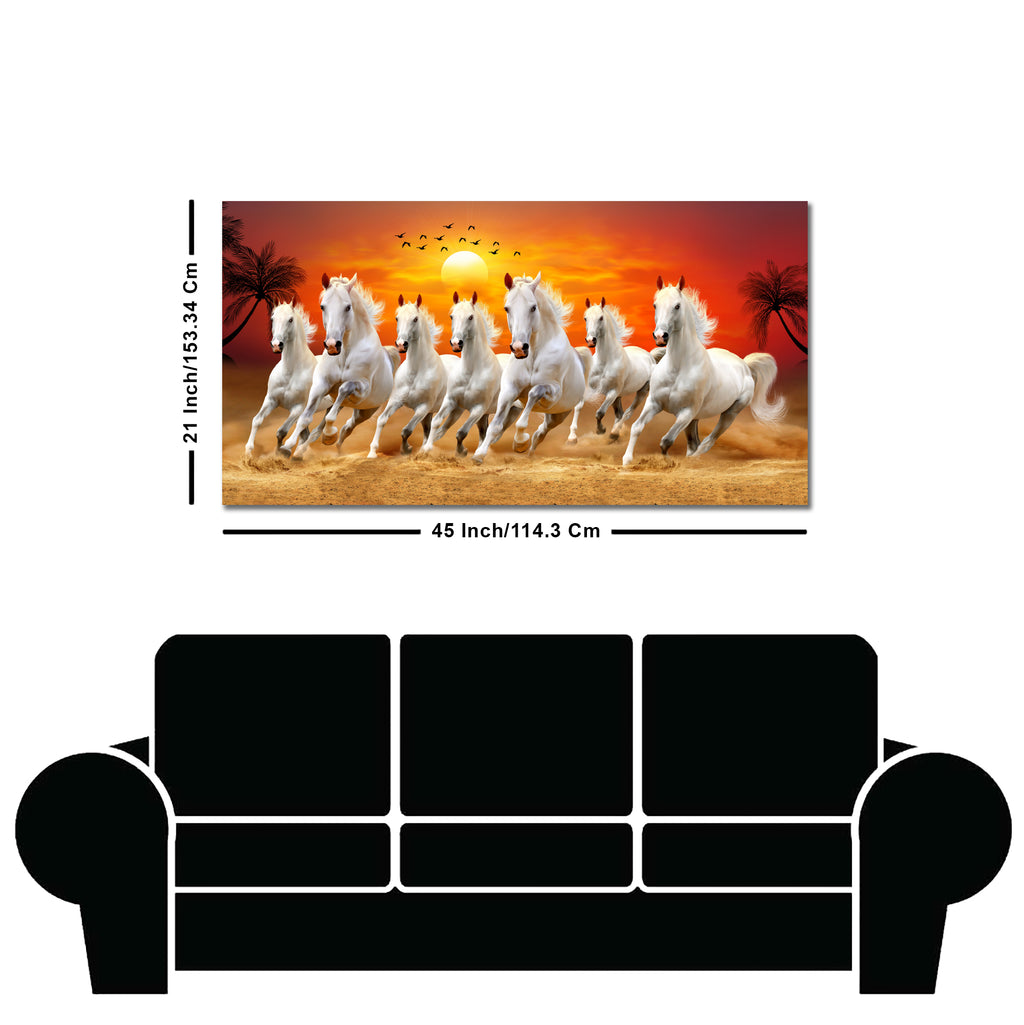 Seven Horses Running at Sunrise Premium Canvas Wall Painting