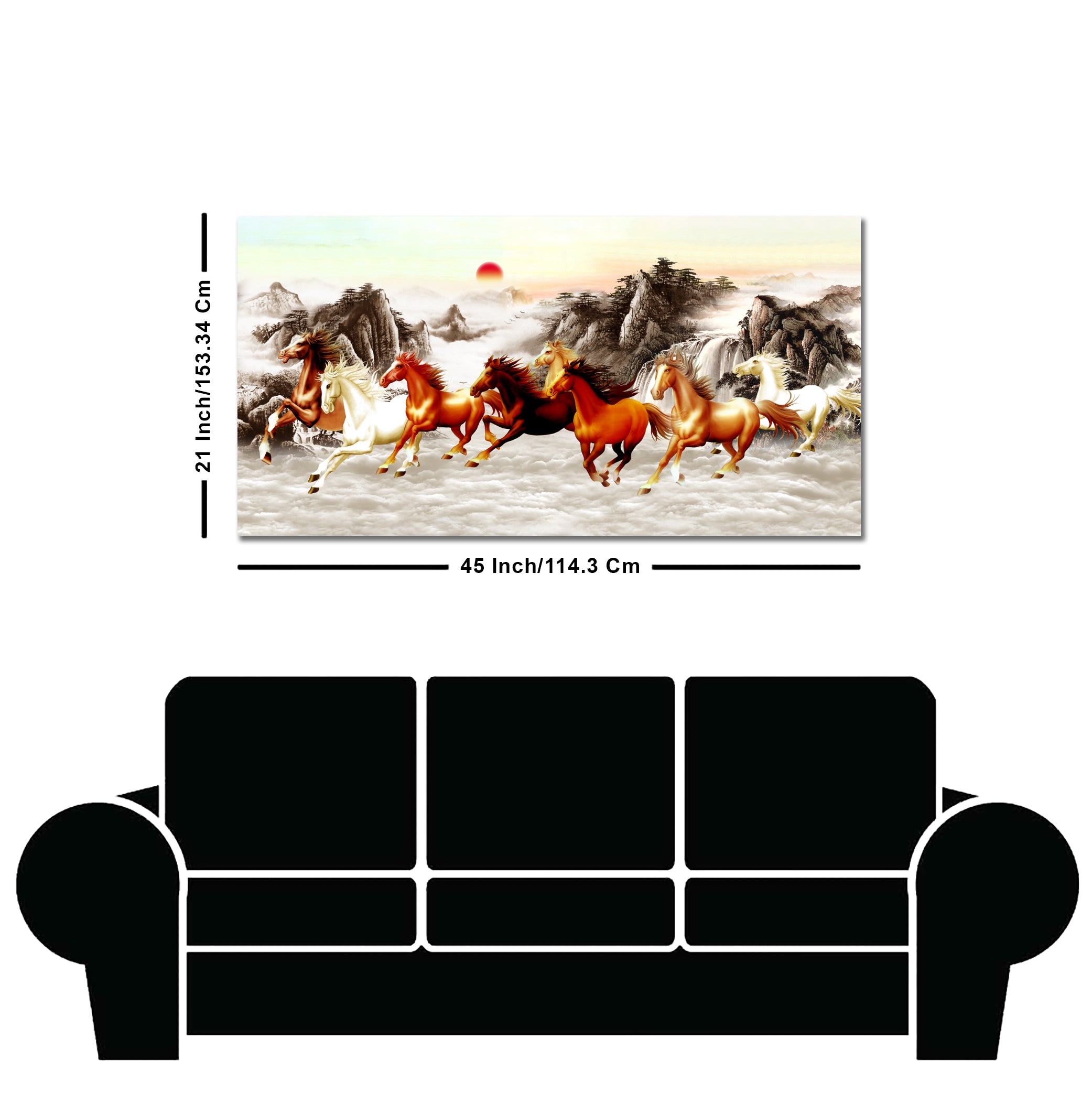 Beautiful Running Horses at Sunset Premium Canvas Wall Painting
