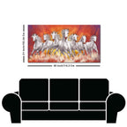 Beautiful White Seven Running Horse Premium Canvas Wall Painting