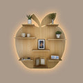 Apple Backlit Wooden Wall Shelf | Light Oak Bookcase & Night Light - Decorsmart
