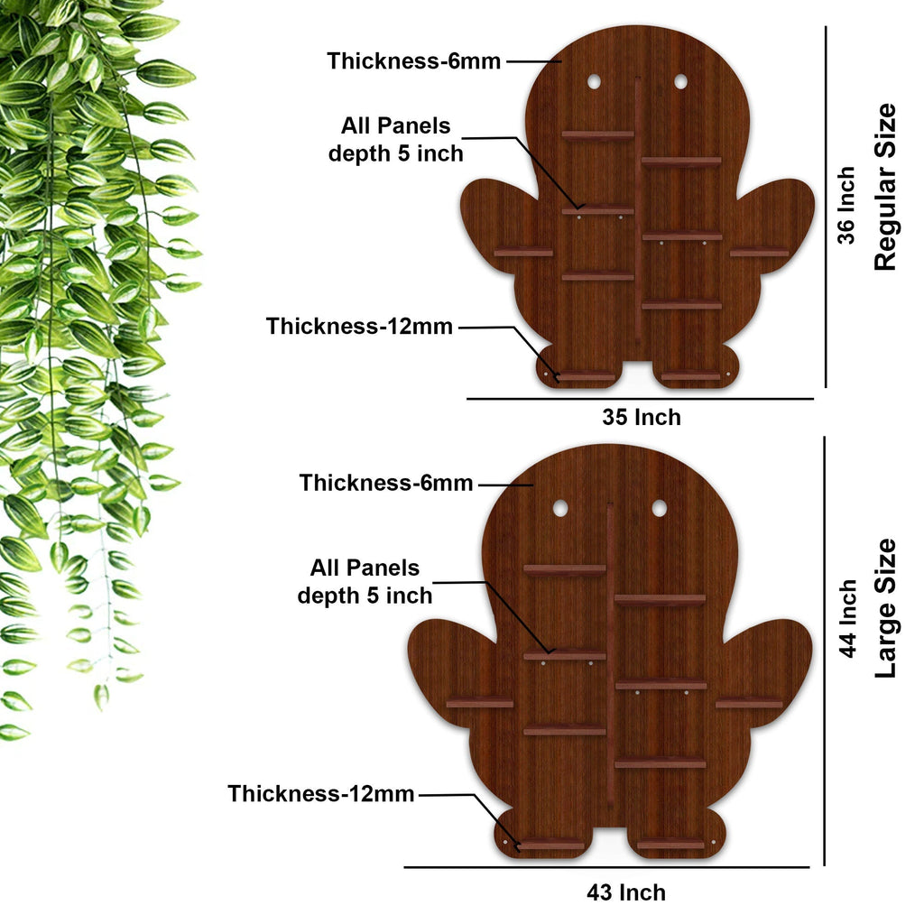 Baby Penguin Shape Wooden LED Wall Shelf | Premium Walnut Finish - Decorsmart