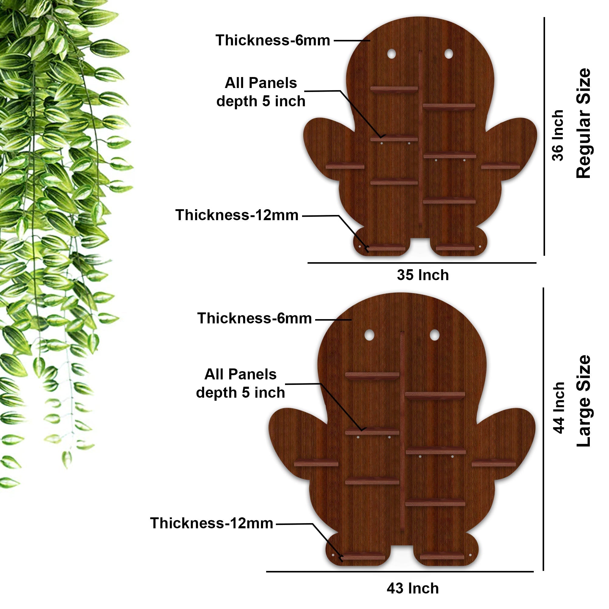 Baby Penguin Shape Wooden LED Wall Shelf | Premium Walnut Finish - Decorsmart