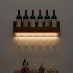 Backlit MDF Bar Mini Bar Shelf Cabinet in Walnut Finish