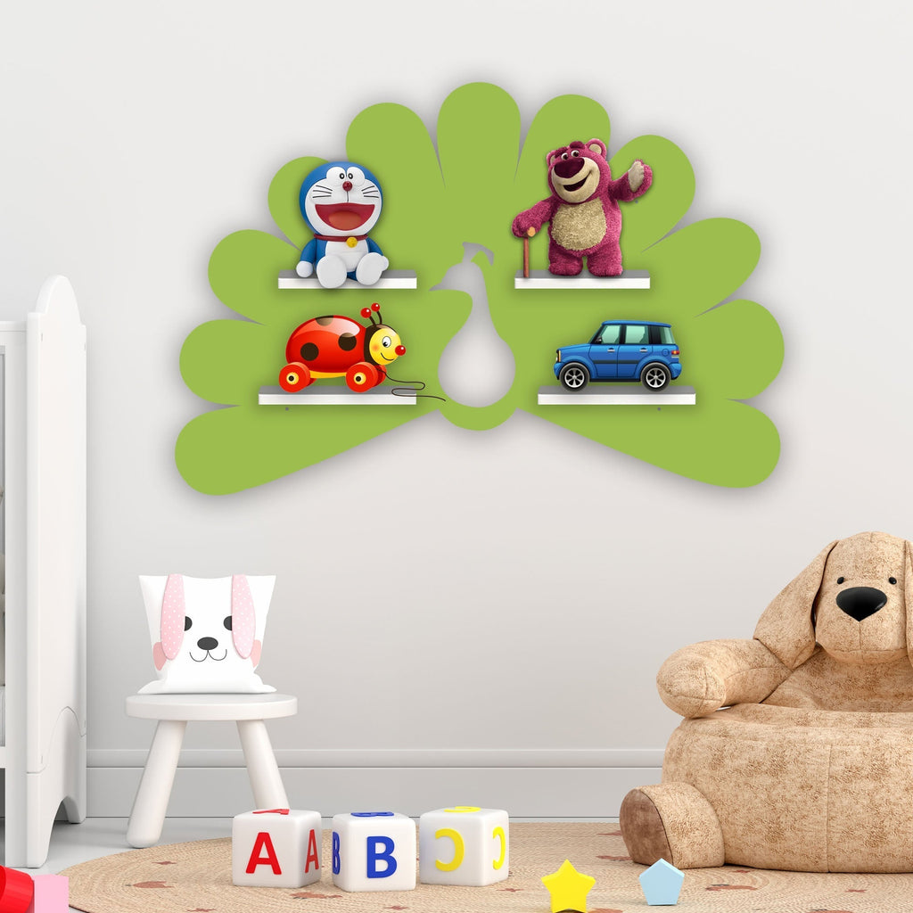 Peacock Shape Wooden LED Wall Shelf for Kids | Premium Decorative Shelf - Decorsmart