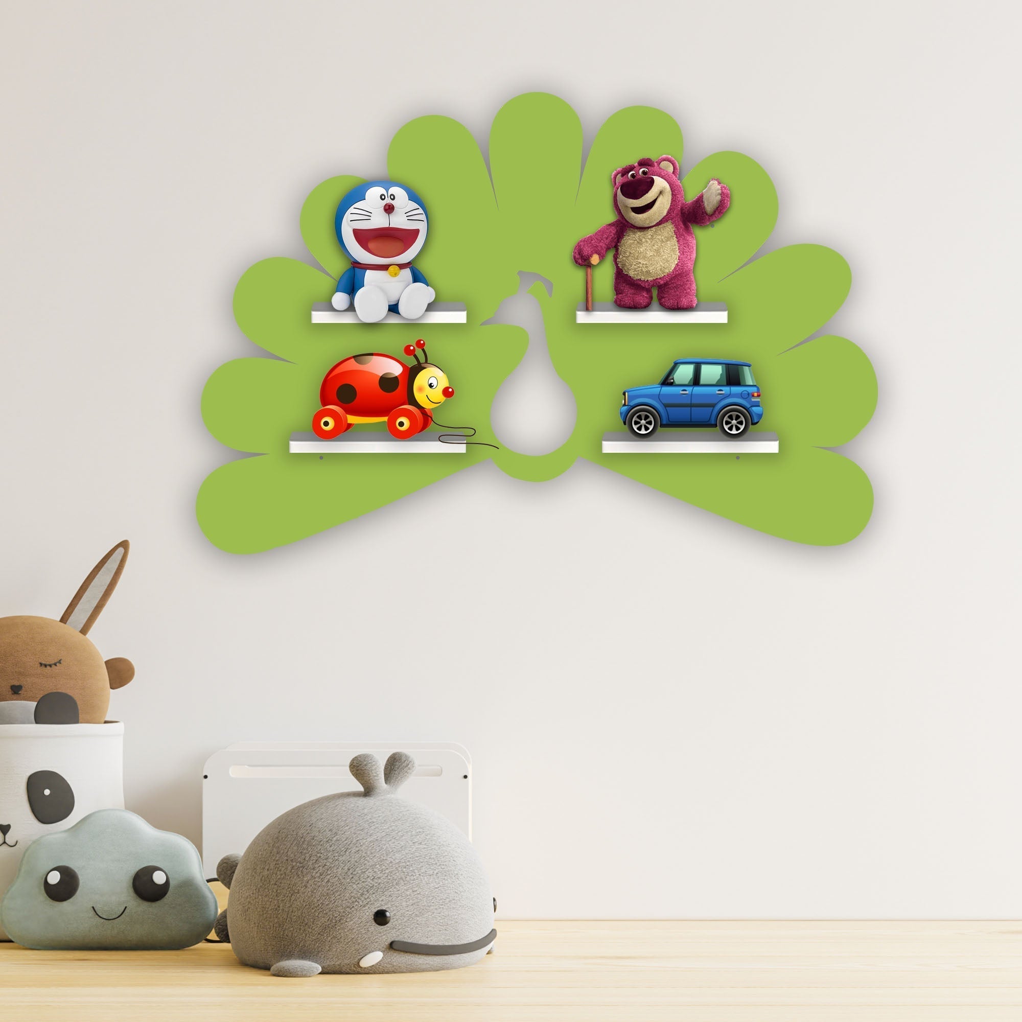 Peacock Shape Wooden LED Wall Shelf for Kids | Premium Decorative Shelf - Decorsmart