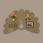 Peacock Shape LED Wooden Wall Shelf | Oak Finish Décor - Decorsmart