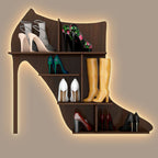Beautiful Sandal Shape Designer Wooden Wall Shelf | Women’s Sandal Shoe Shelf in Walnut Finish - Decorsmart