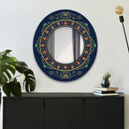 Beautiful Vintage Style with Crystals Abstract Pattern Round Printed Wall Mirror