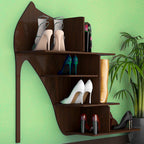 Beautiful Sandal Shape Designer Wooden Wall Shelf | Women’s Sandal Shoe Shelf in Walnut Finish - Decorsmart
