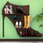 Beautiful Sandal Shape Designer Wooden Wall Shelf | Women’s Sandal Shoe Shelf in Walnut Finish - Decorsmart