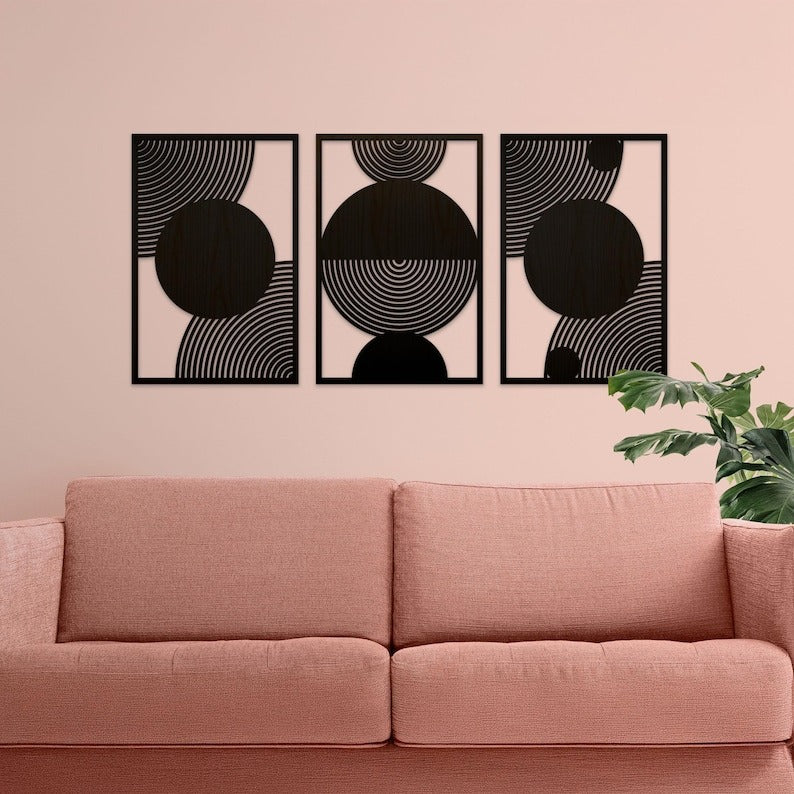 Boho Style Wall Decor Panels in Natural Wood Finish