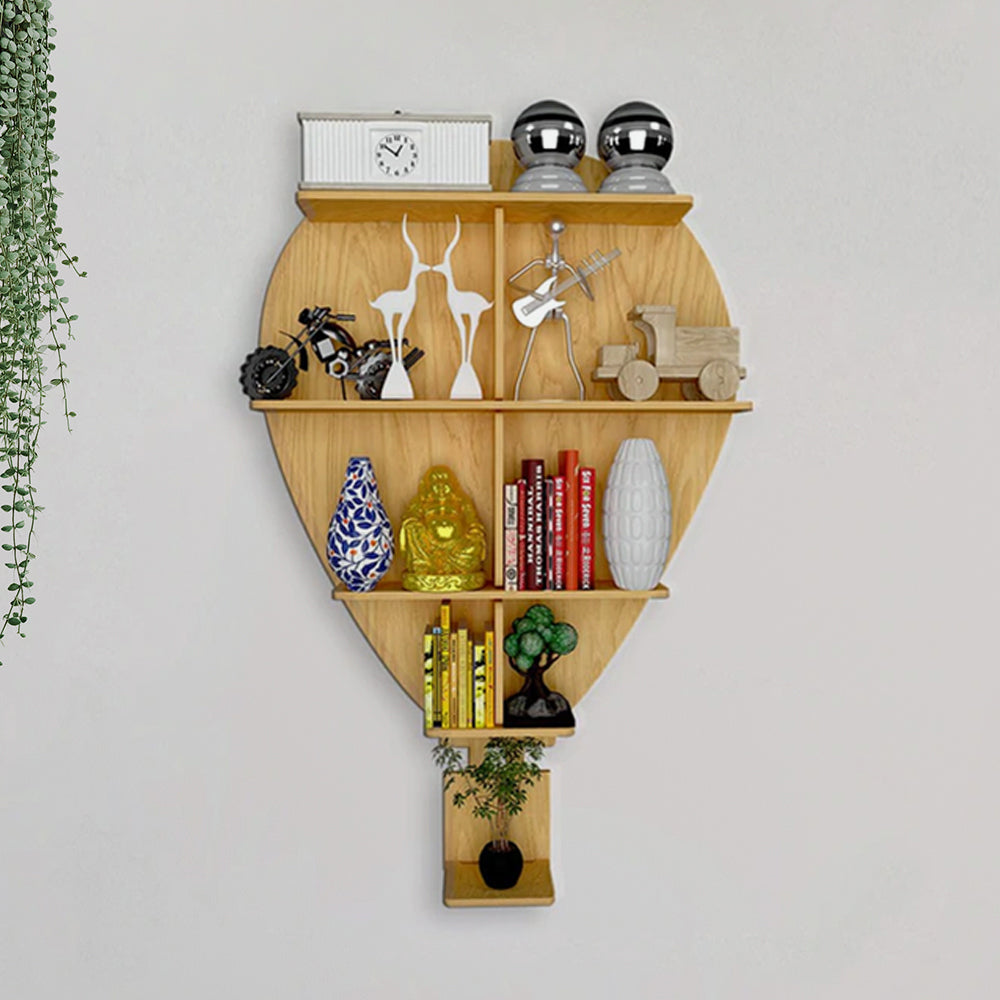 Light Oak Hot Air Balloon Wall Shelf | Backlit Book Shelf & Night Light - Decorsmart