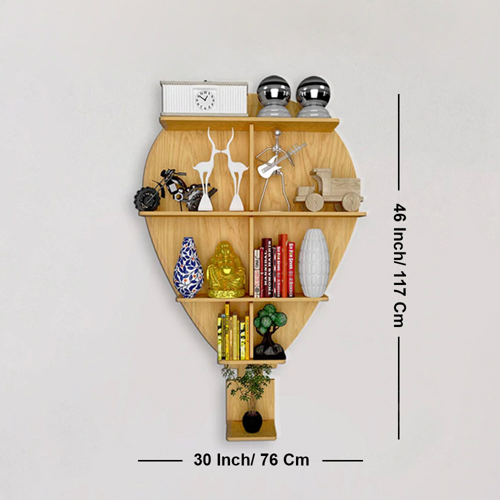 Light Oak Hot Air Balloon Wall Shelf | Backlit Book Shelf & Night Light - Decorsmart