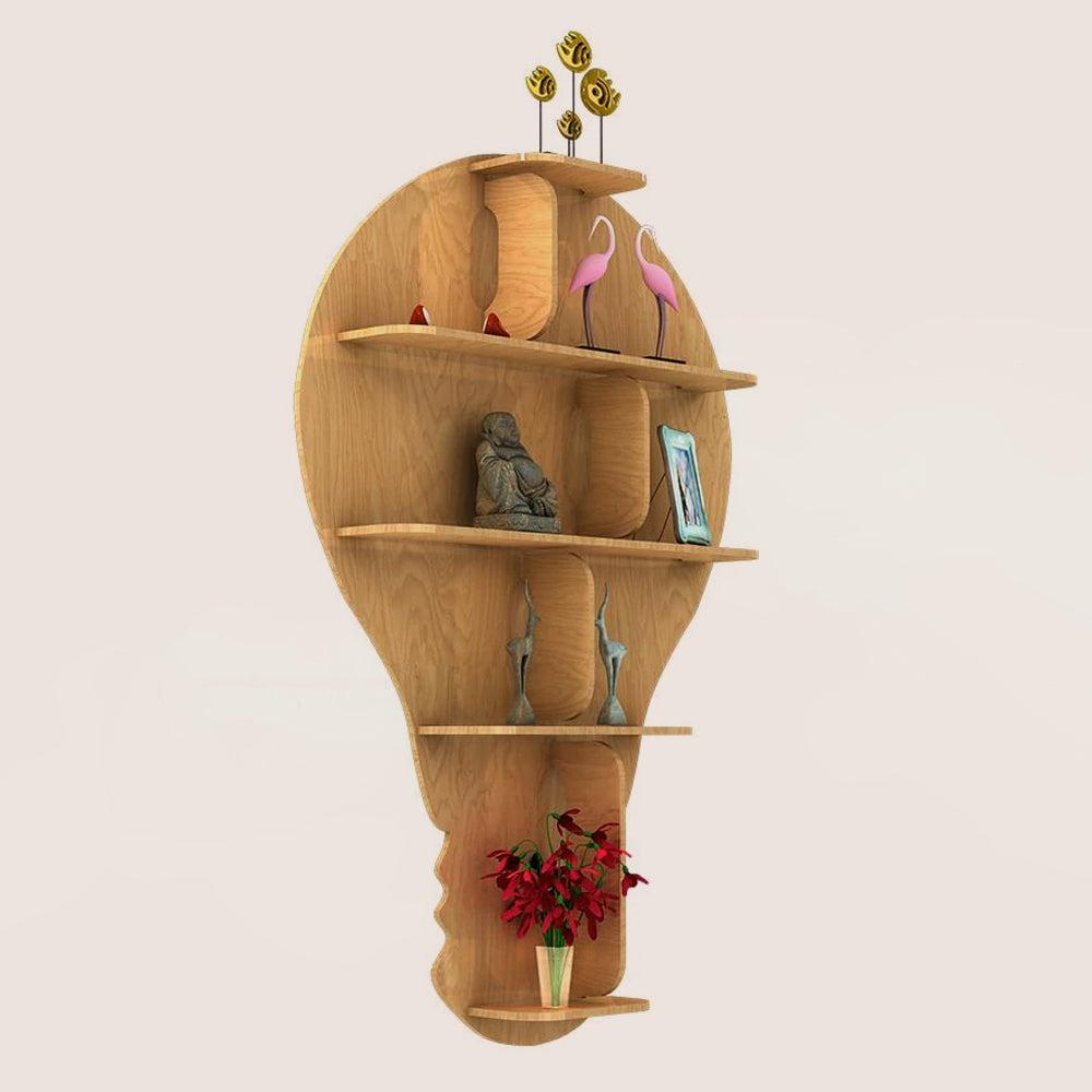 Light Oak Hot Air Balloon Wall Shelf | Backlit Book Shelf & Night Light - Decorsmart