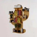 Cloud Backlit Wall Shelf with Night Light | 3-in-1 Light Oak Bookcase - Decorsmart