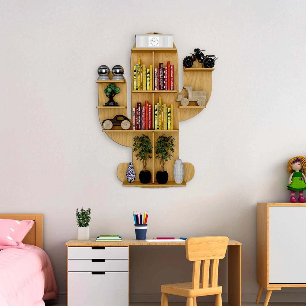 Cloud Backlit Wall Shelf with Night Light | 3-in-1 Light Oak Bookcase - Decorsmart