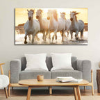 Camargue White Horses Running in Seaside Premium Wall Painting