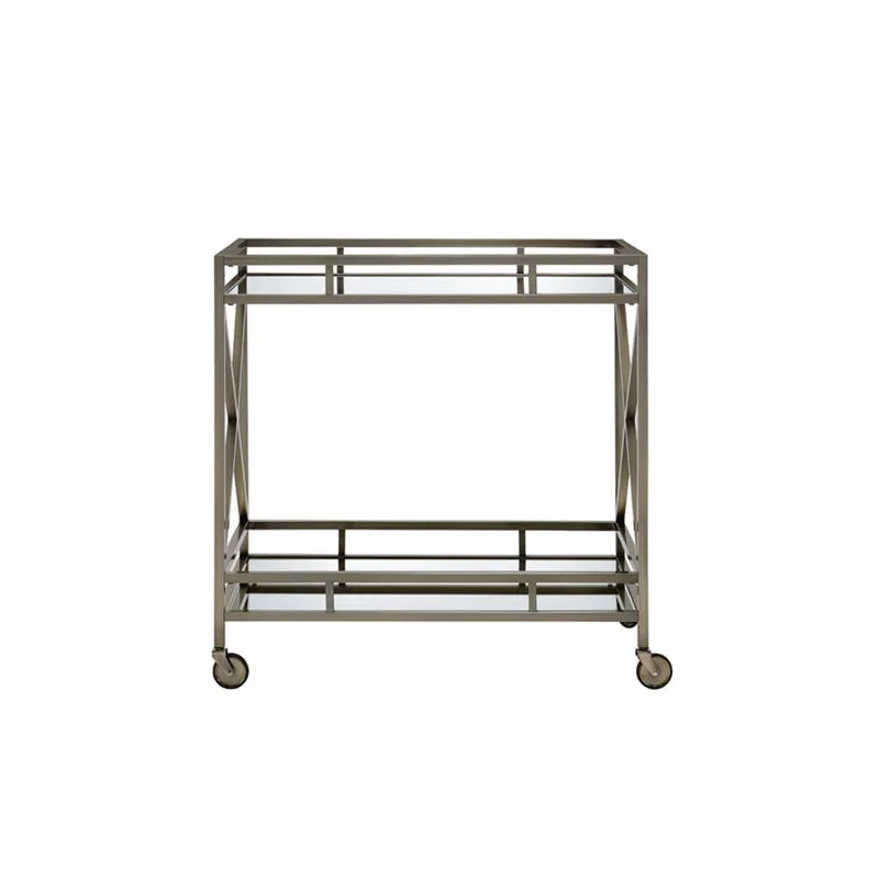 Chic X-Design Bar Trolley with Dual Mirror Shelving