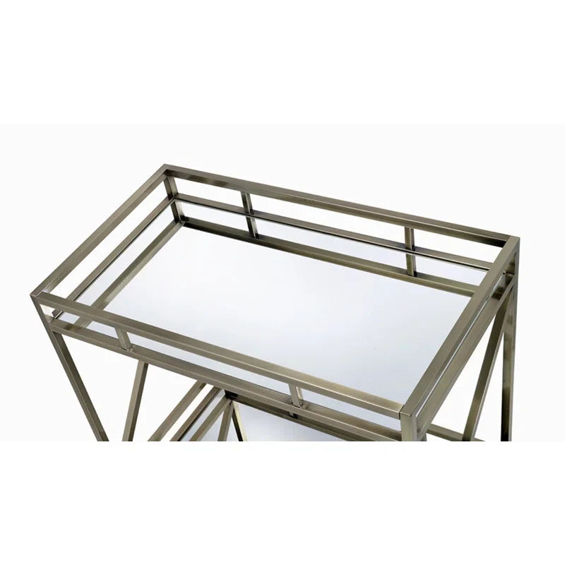 Chic X-Design Bar Trolley with Dual Mirror Shelving
