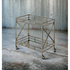 Chic X-Design Bar Trolley with Dual Mirror Shelving