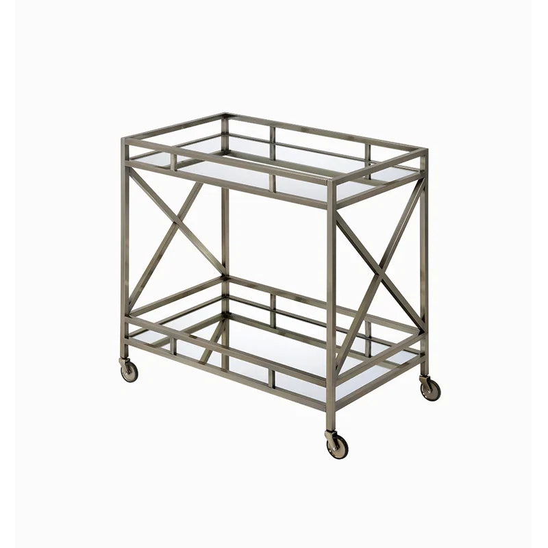 Chic X-Design Bar Trolley with Dual Mirror Shelving