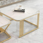 Classic Square Tethered Golden Metallic Table Set of 2