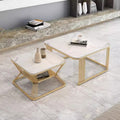 Classic Square Tethered Golden Metallic Table Set of 2