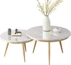 Modern Marble Top Nesting Tables with Golden Legs ‚Äì Set of 2