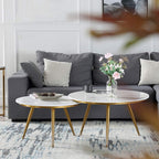 Modern Marble Top Nesting Tables with Golden Legs ‚Äì Set of 2