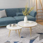 Modern Marble Top Nesting Tables with Golden Legs ‚Äì Set of 2