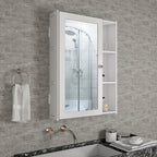 Classic Style White Finish Wooden Bathroom Mirror Cabinet