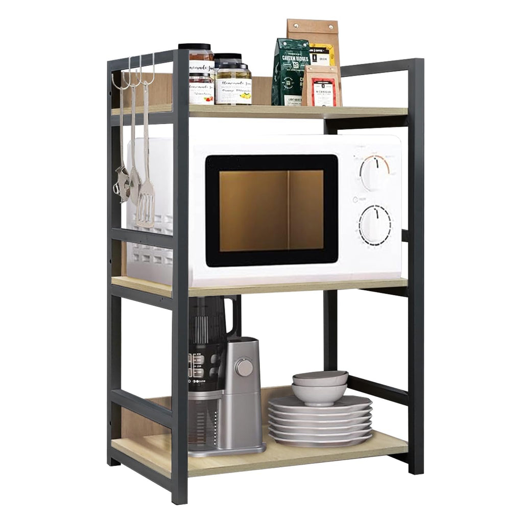 Classic Wooden Wall Shelf with Black Metallic Frame