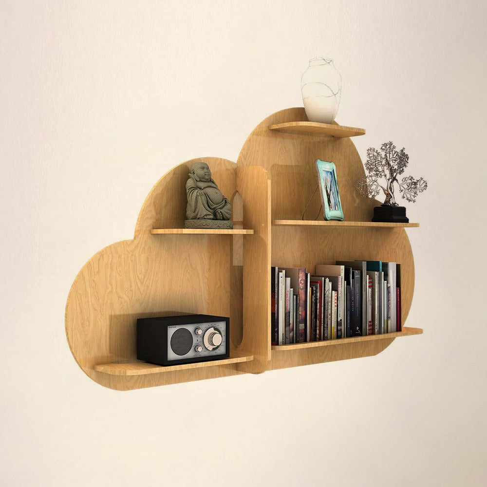 Cloud Shaped Wall Shelf with Backlight | Bookcase & Night Light - Decor Smart