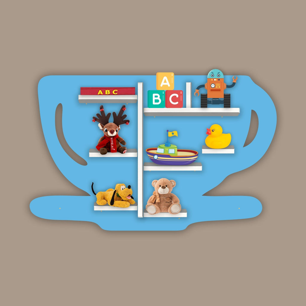 Coffee Cup Wooden LED Wall Shelf for Kids | Premium Décor - Decorsmart