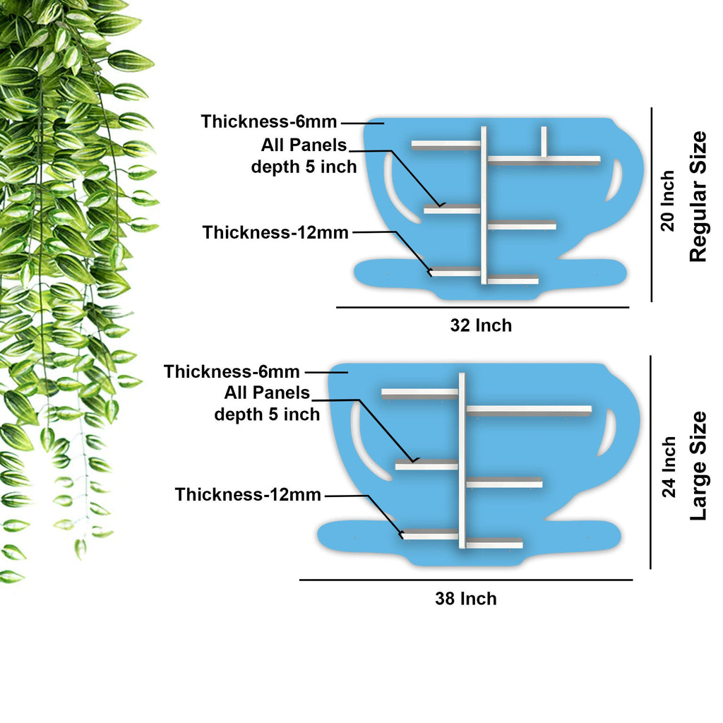 Coffee Cup Wooden LED Wall Shelf for Kids | Premium Décor - Decorsmart