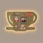 Coffee Cup Shape Wooden LED Wall Shelf | Oak Finish | Kids & Home Decor - Decorsmart