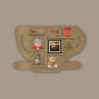 Coffee Cup Shape Wooden LED Wall Shelf | Oak Finish | Kids & Home Decor - Decorsmart
