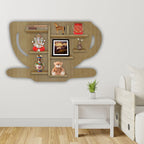 Coffee Cup Shape Wooden LED Wall Shelf | Oak Finish | Kids & Home Decor - Decorsmart