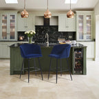 Blue Velvet Counter Bar Chair 