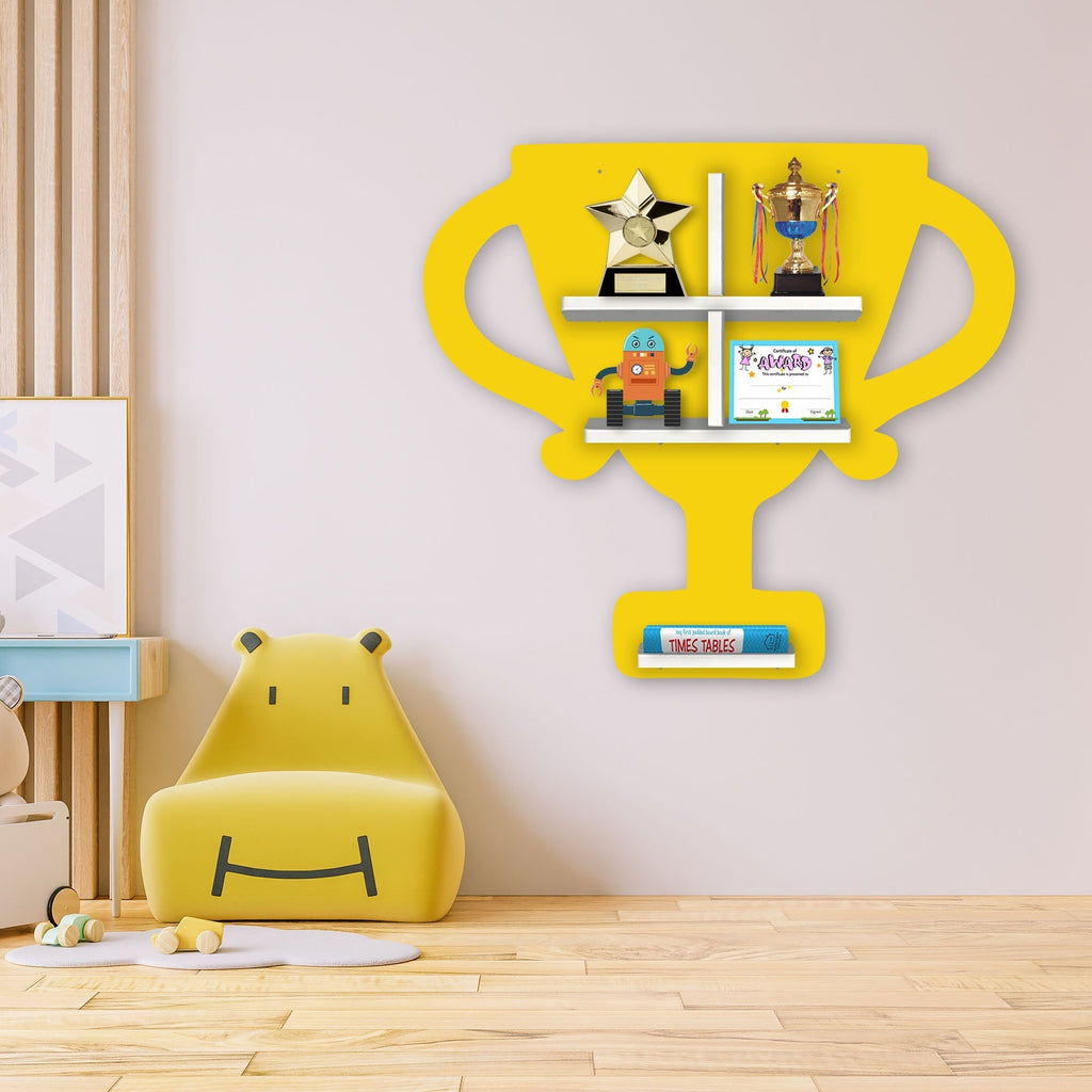 Competition Trophy Shape Wooden LED Wall Shelf for Kids | Fun Décor - Decorsmart