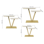Contemporary 2 Tier White Marble Golden Console Table