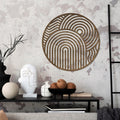 Contemporary Round Wood Wall Accent with Cut-Out Shapes
