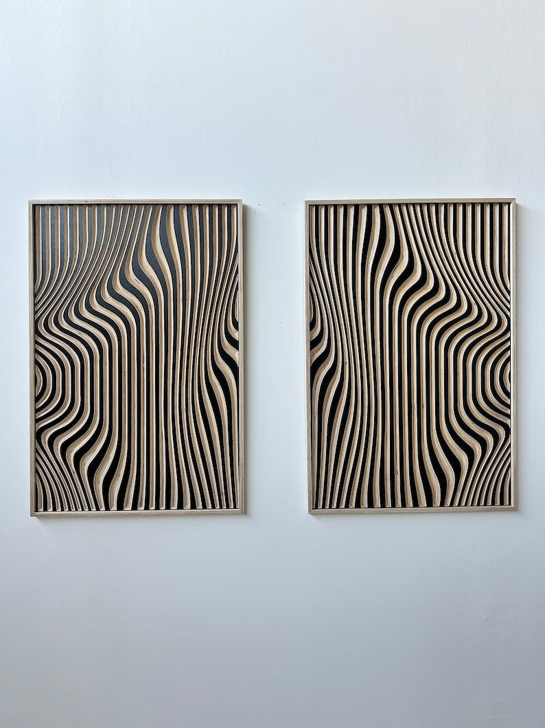Contemporary Wooden Wall Sculptures with Fluid Lines