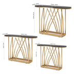 D-End Black Marble Gold Designer Base Console Table